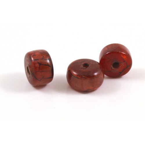 Red resin rondelle bead 12x8mm